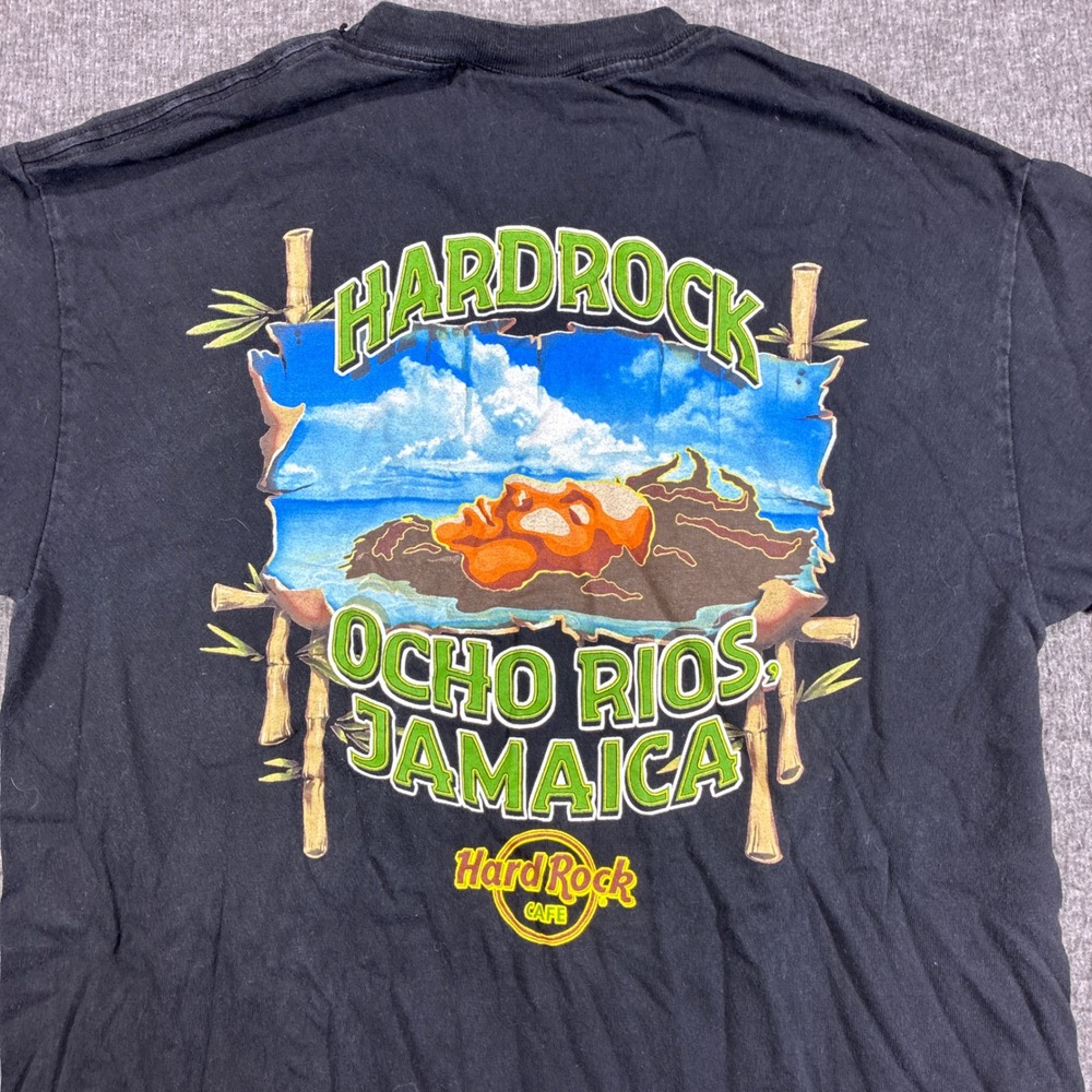Vintage Hard Rock Cafe T-Shirt Ocho Rios Jamaica Mens Medium Black Graphic Rare